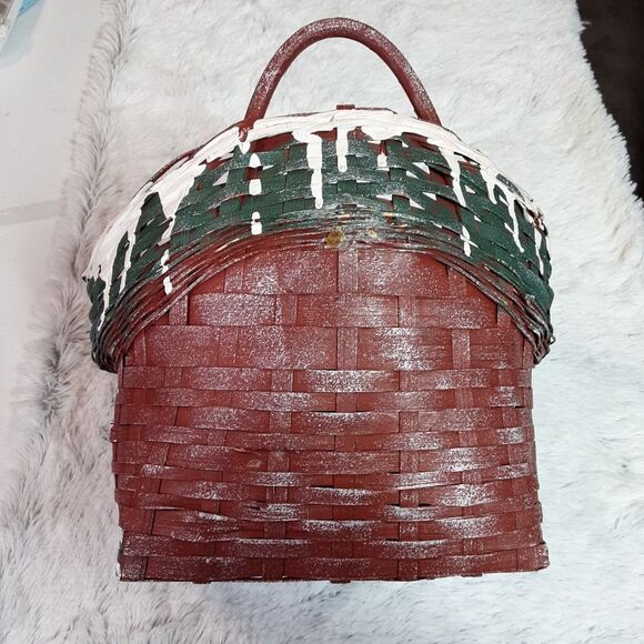Vintage (1970's) Handcrafted Rare Christmas Basket 11" x 12" plu… - Picture 10 of 16
